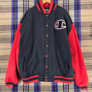 Vintage Champion varsity jacket heavy weight insulated black and red